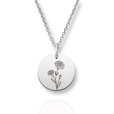 Silver Personalized Birth Flower Necklace